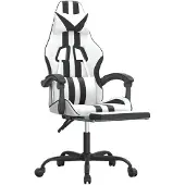 vidaXL Chaise de jeu avec repose-pieds Blanc et noir Similicuir