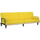 vidaXL Canapé-lit avec accoudoirs jaune clair tissu