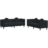vidaXL Ensemble de canapés 2 pièces avec coussins Noir velours