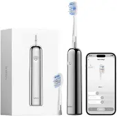 Laifen Brosse à dents électrique Wave Pro avec application, capteur de pression, autonomie de 70 jours, charge sans fil et technologie de nettoyage intelligente – en acier inoxydable