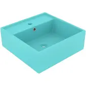 vidaXL -Lavabo avec carré national 41 x 41 cm Céramique Mat Vert clair