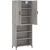 vidaXL Highboard Gris Sonoma 69,5x34x180 cm Matériau dérivé du bois