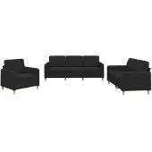 vidaXL Ensemble de canapés 3 pièces avec coussins Tissu noir