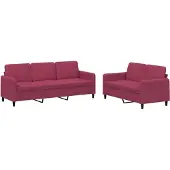 vidaXL 2-pc. Ensemble de canapé velours rouge vin