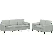 vidaXL Ensemble de canapés 2 pièces avec coussins gris clair velours
