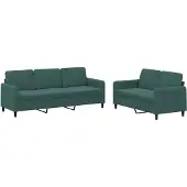 vidaXL Ensemble de canapés 2 pièces vert foncé velours