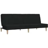 vidaXL Canapé-lit 2 places noir tissu