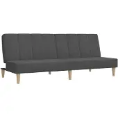 vidaXL Canapé-lit à 2 places gris foncé tissu