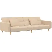 vidaXL Canapé-lit 2 places avec 2 coussins Tissu Crème