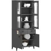 vidaXL Highboard VIKEN Anthracite 80x40x190 cm Pin massif