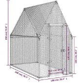 vidaXL Cage à poules argentée 200x100x190 cm Acier galvanisé