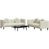 vidaXL Ensemble de canapés 2 pièces avec coussins Crème Velours
