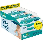 Pampers 99% Water Baby Wipes lingettes nettoyantes pour enfant 12x60 pcs