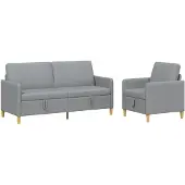 vidaXL Ensemble de canapés avec rangement, 2 pièces, polyester gris clair