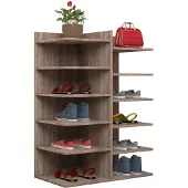 VCM XXL bois Grande armoire à chaussures Commode à chaussures Grande étagère à chaussures Enosa 12 compartiments