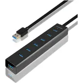 Axagon Hub USB - - HUE-SA7BP - 7 Ports - USB 3.0 (3.1 Gen 1) - 0,4 m - Noir