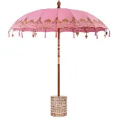 vidaXL Parasol balinais avec socle Rose 215 x 215 x 260 cm
