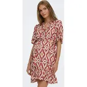 ONLY Maternity Robe-chemise 'OLMAntonia' orange / rouge / rouge foncé / blanc cassé