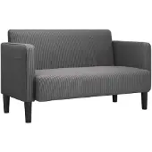 vidaXL Canapé causeuse gris foncé 109 cm tissu velours côtelé