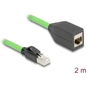 DeLOCK - Câble d'extension réseau - RJ-45 (M) coudé vers le bas à RJ-45 (F) - 2,0m - 6,8 mm - SF/UTP - CAT 6a - blindé - vert (80887)
