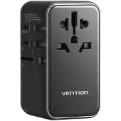 Vention Adaptateur de voyage universel 100 W GaN avec chargeur, 1 port USB-A et 3 ports USB-C, noir