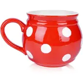 SuperMerchantEU Mug en céramique à pois rouges 950 ml