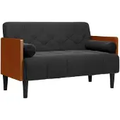 vidaXL Canapé deux places avec coussins cylindriques velours noir 110 cm