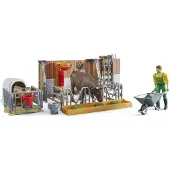 BRUDER Ensemble de Jeu - bworld - Écurie av. Fermier, Vache et V - - UneTaille - Jouets