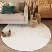 NATURL. Tapis en laine rond | Wise Blanc No. 001 | Ø 180cm | Blanc | Rond | Tapis