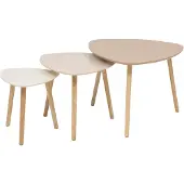 Atmosphera Set de 3 tables de rangement MILEO, beige