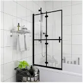 vidaXL Cabine de douche pliante ESG noir 100x140 cm