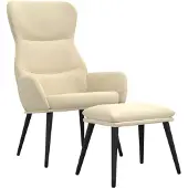 vidaXL Fauteuil relax avec pouf Crème Tissu