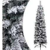 vidaXL Sapin de Noël artificiel mince flocon de neige vert 120 cm PVC