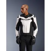 Alpinestars GP Force V2, veste en cuir ,Blanc/Noir ,50