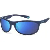 Polaroid 2154-S Lunettes de soleil rectangulaires unisexes - FLL-5X Couleur bleu mat avec verres miroir bleu polarisés