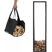 Lendo Online Range-bûches 50x25x196 Acier Thermolaqué Noir