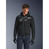 Alpinestars Sweat à capuche zippé Chrome Superairflow pour moto, noir/gris/blanc, taille S