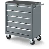 HBM Chariot à outils 5 tiroirs, 62 cm, gris