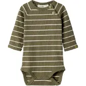 Lil´ Atelier Barboteuse / body 'NBMKAIL' olive / blanc