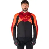 Alpinestars T-Jaws V4, veste textile imperméable ,Noir/Rouge Néon/Rouge Foncé ,M
