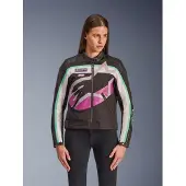 Alpinestars Idles blouson textile moto hydrofuge pour femme, noir/blanc/violet, XL