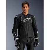 Alpinestars Veste en cuir Dusk Noir/Blanc 52 hommes