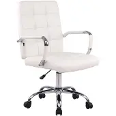 CLP Chaise de bureau réglable pivotant en similicuir Blanc