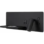 Artdelight Lampe de chevet Charge Noir droit avec chargeur sans fil