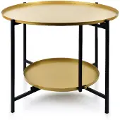 Mondex Table basse Lucas, noire et dorée, 60 cm