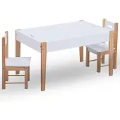 vidaXL Ensemble de salon pour enfants 3 pièces avec tableau à craies noir et blanc