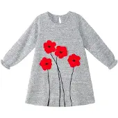 Denokids Robe 'Poppy' gris chiné / rouge / noir