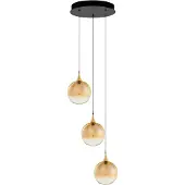 Nova Luce Suspension Orenda Verre ambré à 3 lumières