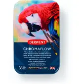 Derwent Crayons de couleur Chromaflow, bo te de 36, mine large de 4 mm, multicolores, texture lisse, fournitures artistiques pour le dessin, le m