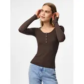 Pieces T-shirt 'PCKitte' chocolat